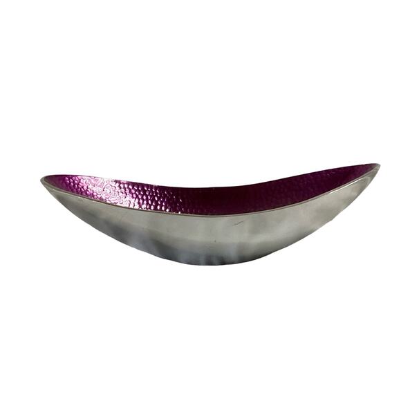 Iridescent Hues Of Purple Hammered Console Bowl - Picture 4 of 7